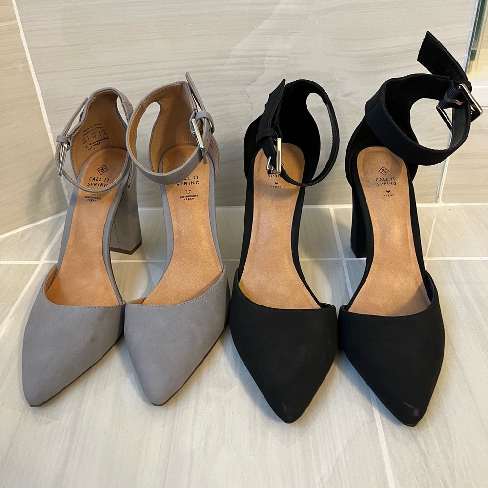 Call it Spring US Size 6.5 Vegan Leather Heels with Gold Detail (2 Pairs)